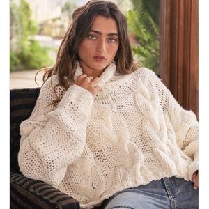 NEW POL Handmade Cable Knit Turtleneck Sweater